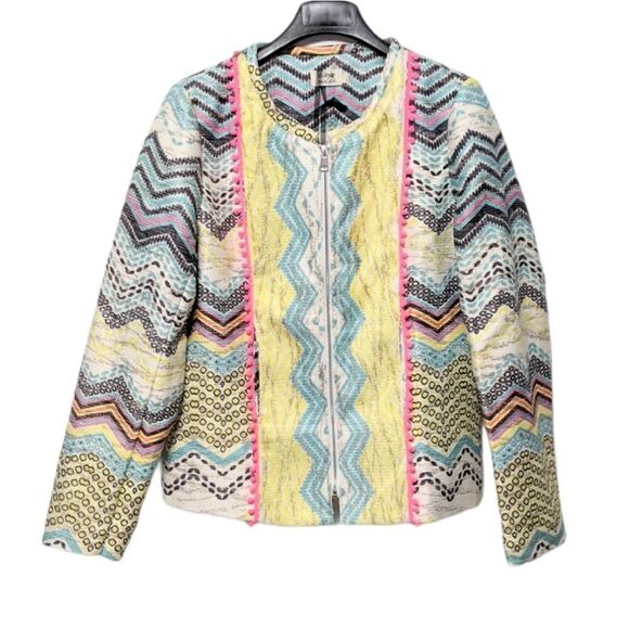 NWT MOLLY BRACKEN Striped Chevron Jacket L - Picture 2 of 7
